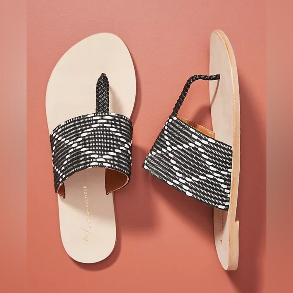 Anthropologie Asher Woven Braided Slide Thong Sandals Size 6